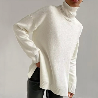 Lily Oversized Turtleneck Sweater | Solid Long Sleeve Sweater