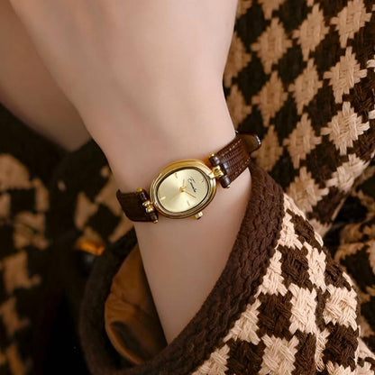 Amelia Wristwatch | Gold-Tone Case Oval Dial Wristwatch