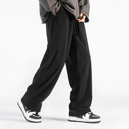 Arthur Relaxed Fit Pants | Ribbed Drawstring Waist Casual Pants
