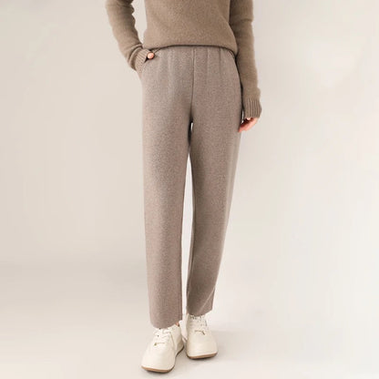 Isla Relaxed Fit Knit Pants | Solid Ankle-Length Knit Pants