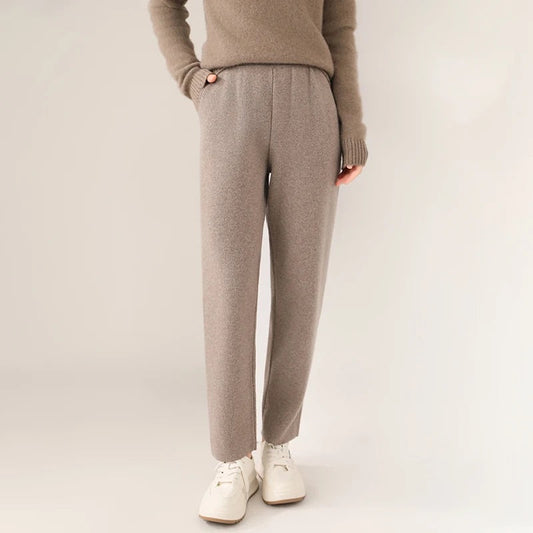 Isla Relaxed Fit Knit Pants | Solid Ankle-Length Knit Pants