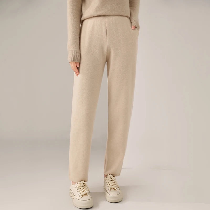 Isla Relaxed Fit Knit Pants | Solid Ankle-Length Knit Pants
