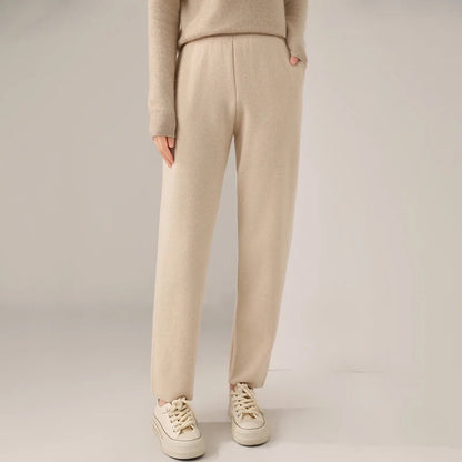 Isla Relaxed Fit Knit Pants | Solid Ankle-Length Knit Pants