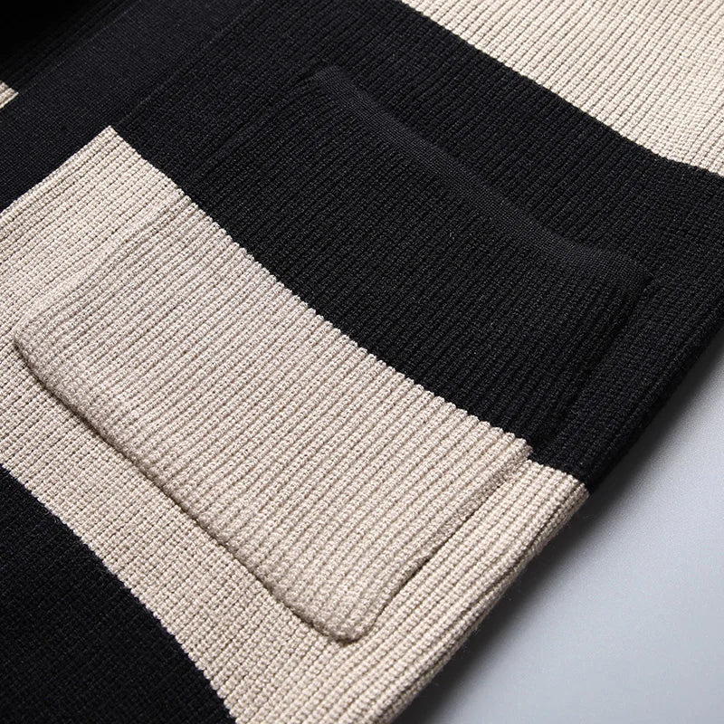 Oliver Regular Fit Cardigan | Striped Open Front V-Neck Cardigan