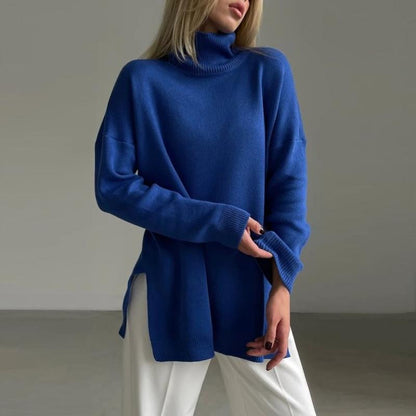 Lily Oversized Turtleneck Sweater | Solid Long Sleeve Sweater