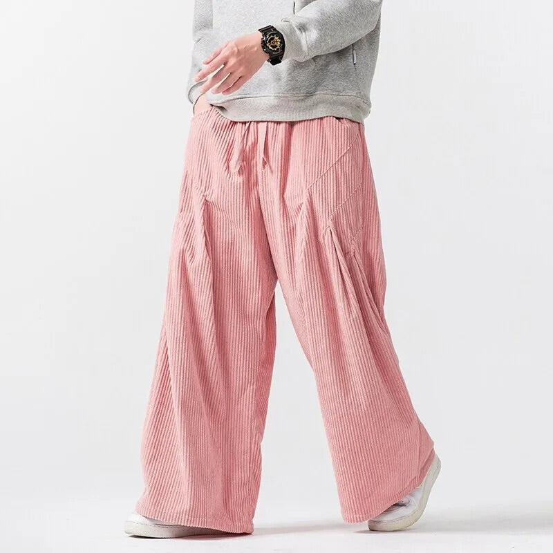 Sebastian Oversized Wide Leg Pants | Drawstring Waist Ribbed Pants