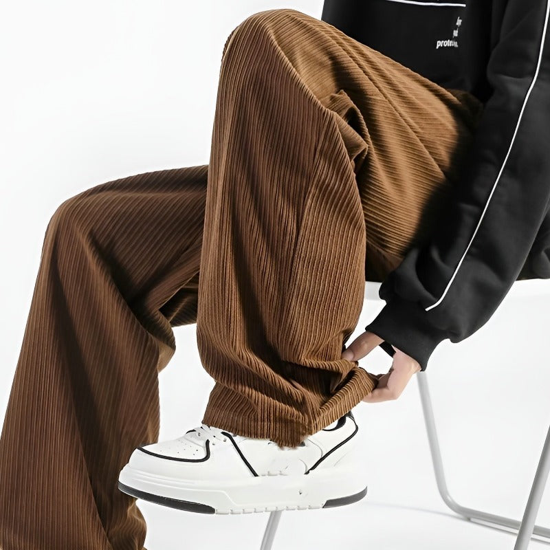 Arthur Relaxed Fit Pants | Ribbed Drawstring Waist Casual Pants