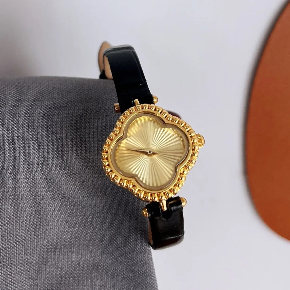 Isla Petal-Shaped Wristwatch | Textured Beaded Bezel Wristwatch