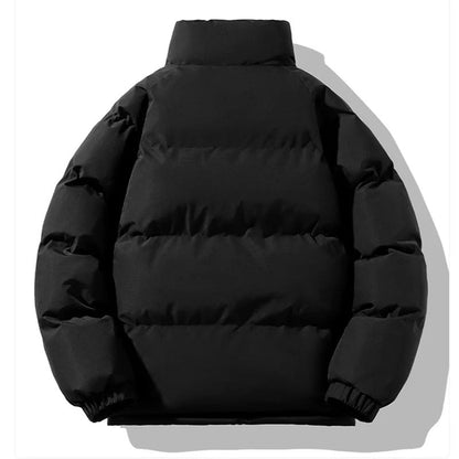 George Quilted Puffer Jacket | Stand Collar Fleece Lined Jacket