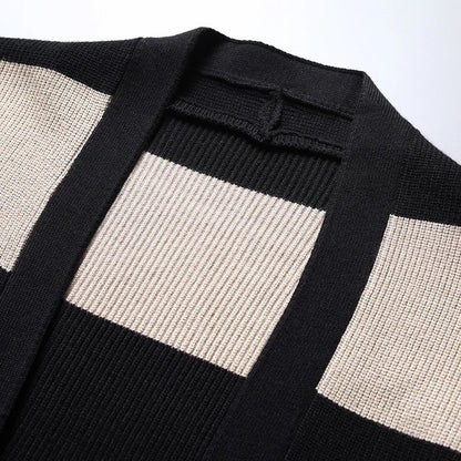 Oliver Regular Fit Cardigan | Striped Open Front V-Neck Cardigan