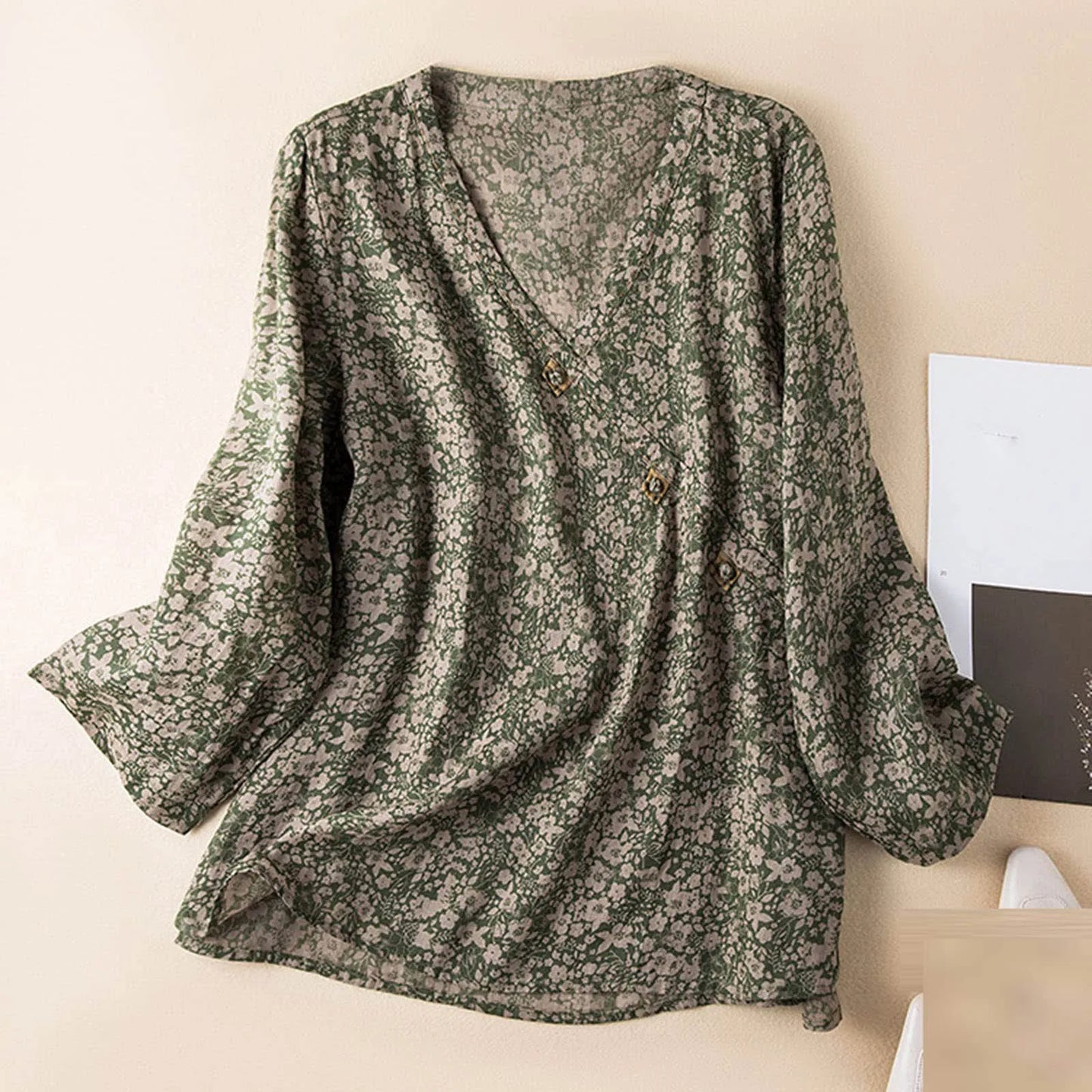 Crosswrap Floral Blouse for Women – Stylish Relaxed Comfort