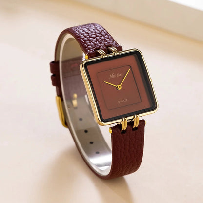 Isla Square Case Wristwatch | Gold-Tone Hardware Pebbled Wristwatch