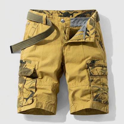 Relaxed Fit Belted Knee-Length Cargo Shorts for Men – Stylish Durable Comfort