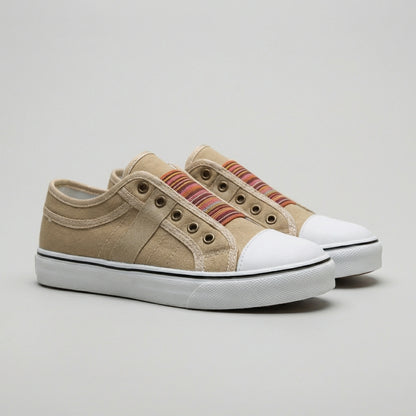 Striped Slip-On Eyelet Sneakers for Women – Casual Stylish Comfort