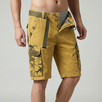 Relaxed Fit Belted Knee-Length Cargo Shorts for Men – Stylish Durable Comfort