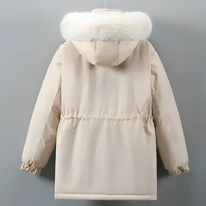 Olivia Hooded Parka | Fur Trim Drawstring Waist Parka