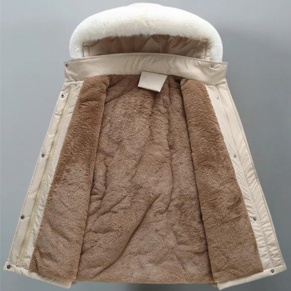 Olivia Hooded Parka | Fur Trim Drawstring Waist Parka