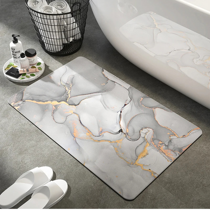 Contemporary Non-Slip Marble Pattern Bath Mat