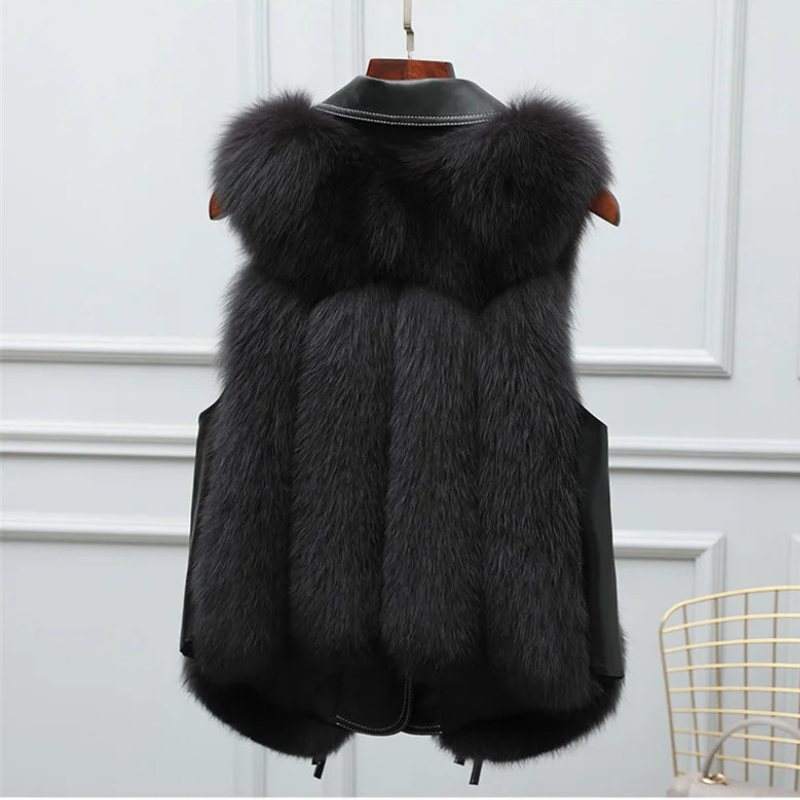 Isabella Relaxed Fit Gilet | Collared Fur Trim Gilet