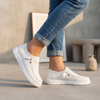 Ribbed Upper Slip-On Low-Top Casual Shoes for Women – Orthopedic Comfort & Support