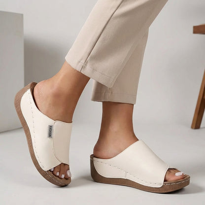 Orthopedic Thick Sole Open Toe Wedge Slide Sandals for Women – Comfortable Supportive Design