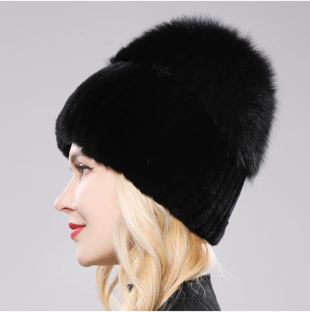 Isabella Ribbed Pom-Pom Beanie | Snug Fit Fur Trim Beanie