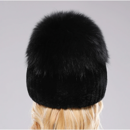 Isabella Ribbed Pom-Pom Beanie | Snug Fit Fur Trim Beanie