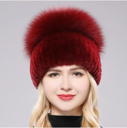 Isabella Ribbed Pom-Pom Beanie | Snug Fit Fur Trim Beanie