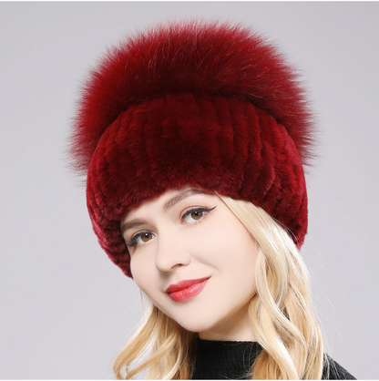 Isabella Ribbed Pom-Pom Beanie | Snug Fit Fur Trim Beanie