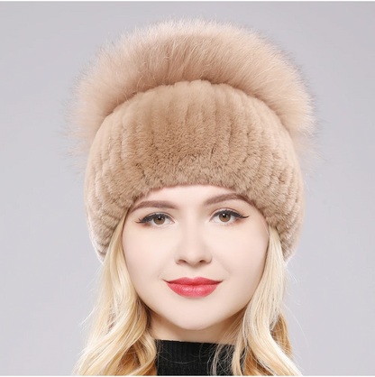 Isabella Ribbed Pom-Pom Beanie | Snug Fit Fur Trim Beanie