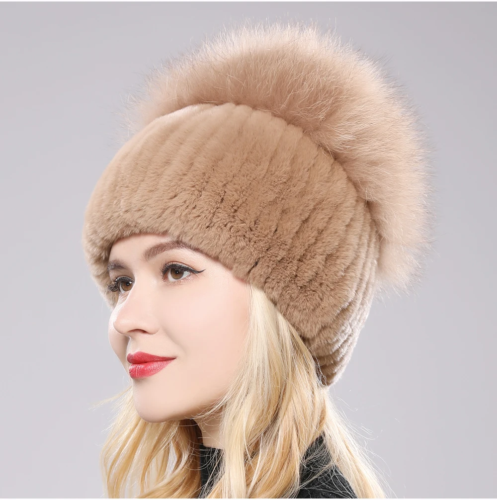 Isabella Ribbed Pom-Pom Beanie | Snug Fit Fur Trim Beanie