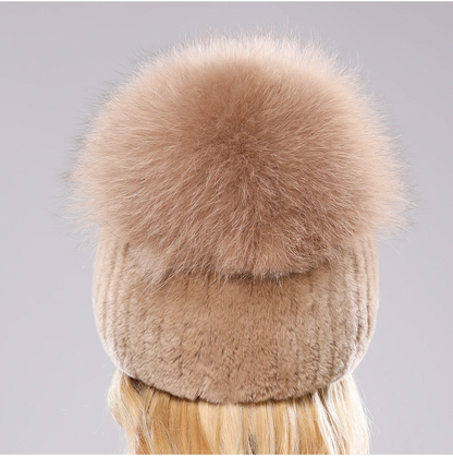 Isabella Ribbed Pom-Pom Beanie | Snug Fit Fur Trim Beanie