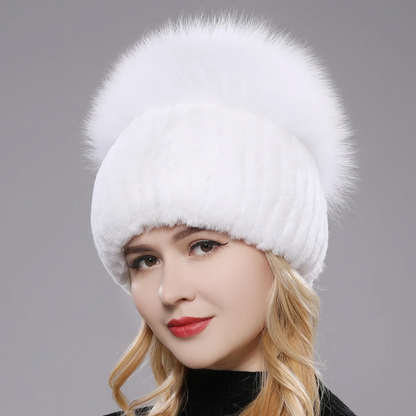 Isabella Ribbed Pom-Pom Beanie | Snug Fit Fur Trim Beanie