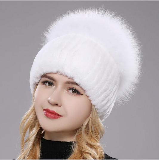 Isabella Ribbed Pom-Pom Beanie | Snug Fit Fur Trim Beanie