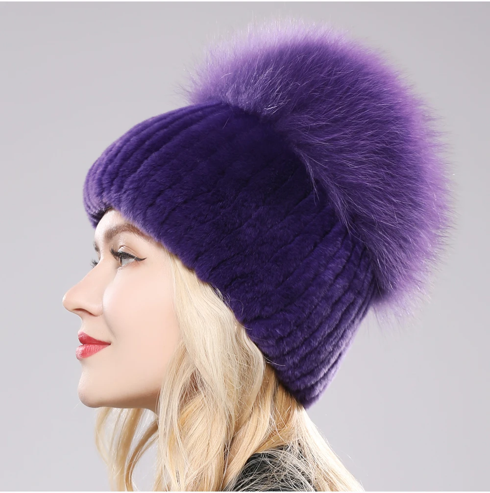 Isabella Ribbed Pom-Pom Beanie | Snug Fit Fur Trim Beanie