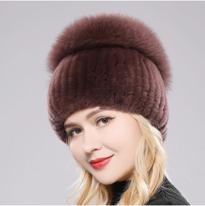 Isabella Ribbed Pom-Pom Beanie | Snug Fit Fur Trim Beanie