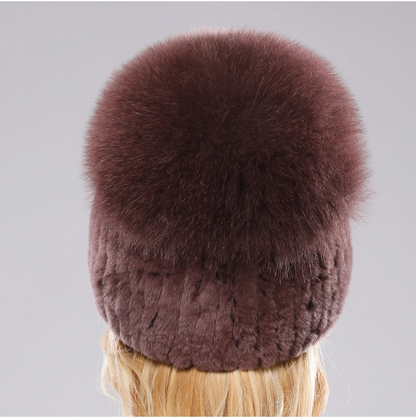 Isabella Ribbed Pom-Pom Beanie | Snug Fit Fur Trim Beanie