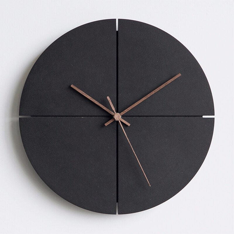 Minimalist Wall Clock with Wooden Hands