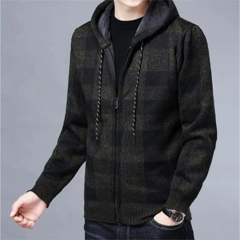 Theodore Check Zip-Up Hoodie | Hooded Zip-Up Hoodie