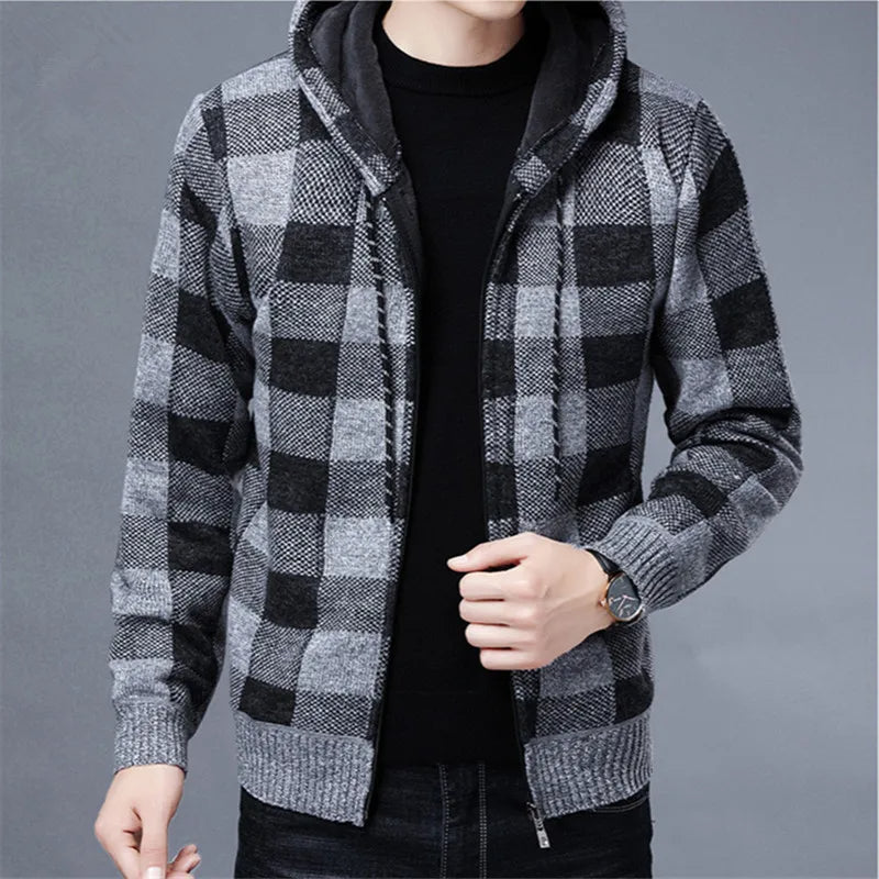 Theodore Check Zip-Up Hoodie | Hooded Zip-Up Hoodie