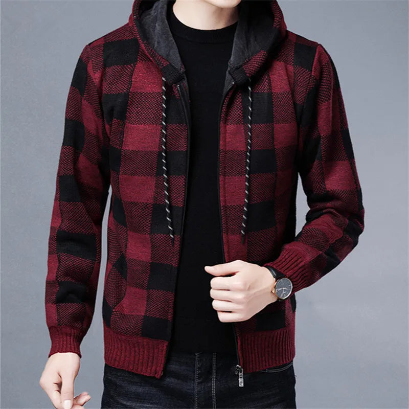 Theodore Check Zip-Up Hoodie | Hooded Zip-Up Hoodie