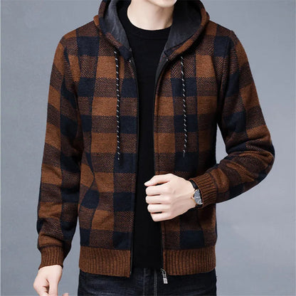 Theodore Check Zip-Up Hoodie | Hooded Zip-Up Hoodie