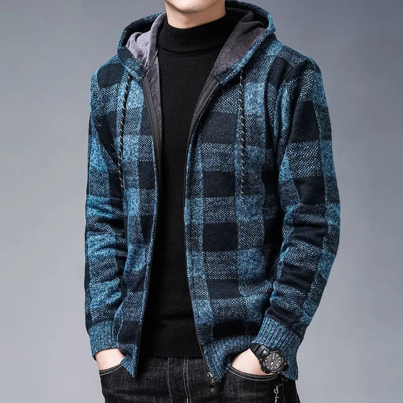 Theodore Check Zip-Up Hoodie | Hooded Zip-Up Hoodie