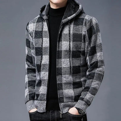 Theodore Check Zip-Up Hoodie | Hooded Zip-Up Hoodie