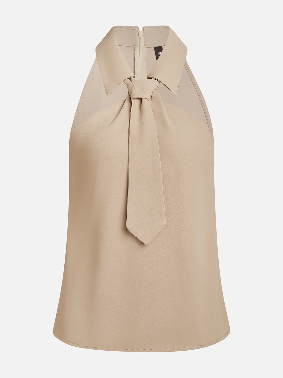 Draped Zip Closure Collared Sleeveless Tank Top for Women – Stylish & Comfortable Design