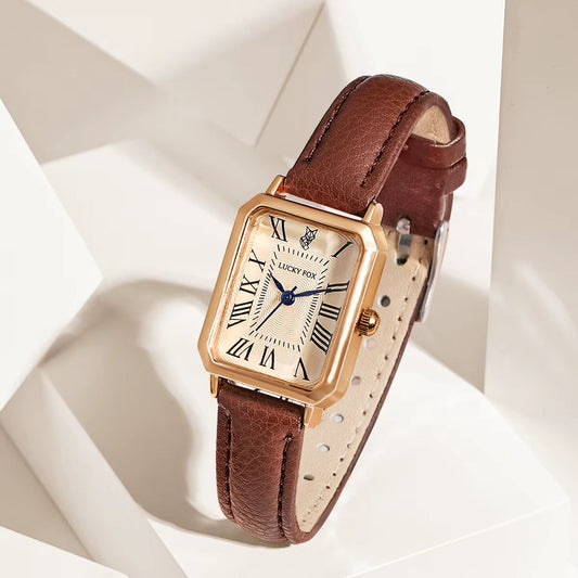 Isabella Rectangle Wristwatch | Roman Numerals Solid Wristwatch