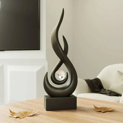 Minimalist Ceramic Sculpture with Crystal Orb