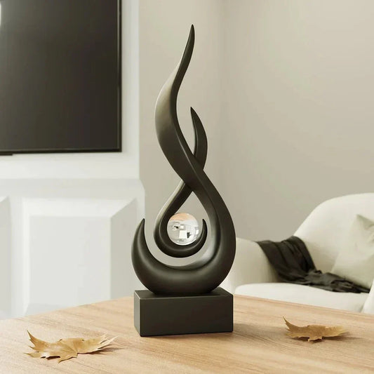 Minimalist Ceramic Sculpture with Crystal Orb