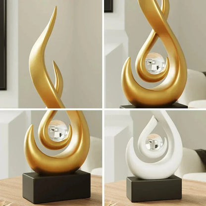 Minimalist Ceramic Sculpture with Crystal Orb
