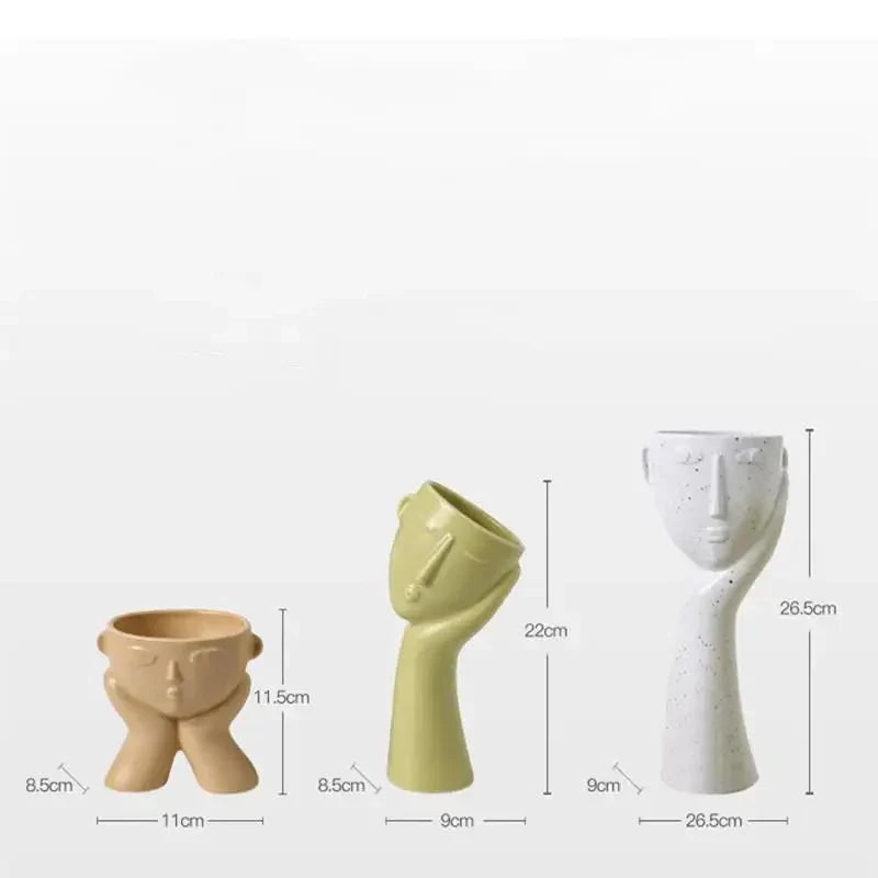 Modern Ceramic Abstract Face Vase